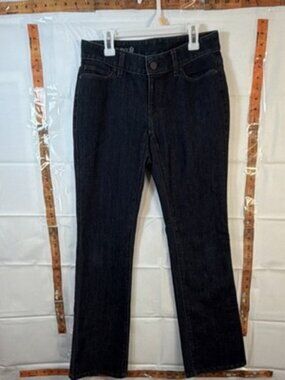 Ann Taylor Curvy Fit Straight Jeans Dark Blue Denim Stretch Petite Women